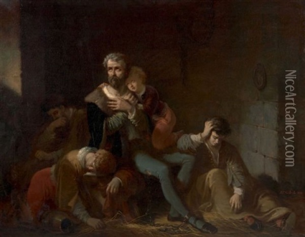 Ugolin Et Ses Enfants Oil Painting - Antoine Placide Gibert