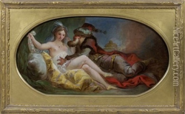 Scene De Harem Oil Painting - Jean-Baptiste Leprince
