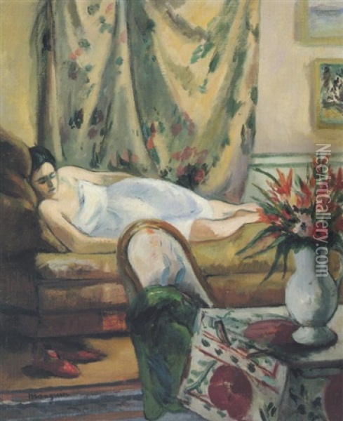 Femme Dans Un Interieur (jeanne) Oil Painting - Henri Charles Manguin