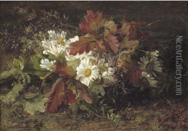 An Autumn Bouquet With Oak Leaves Oil Painting - Gerardina Jacoba van de Sande Bakhuyzen
