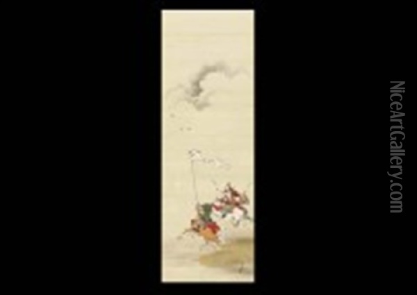 Yoshiie Battle Oil Painting - Tomoto Kobori