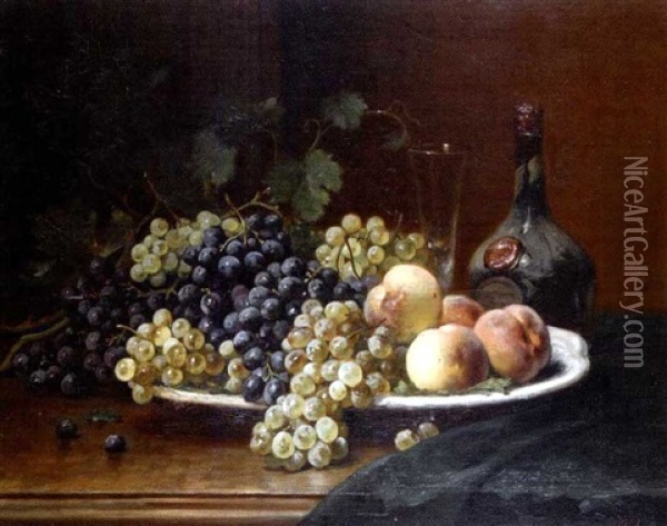 Nature Morte Au Plat De Fruits Oil Painting - Leon Charles Huber