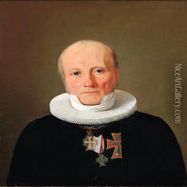 Portrait Of Chaplain-in-ordinary Oil Painting - Constantin Hansen