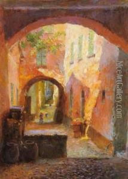 Ruelle D'un Village De Provence Oil Painting - Gustave Gagliardini