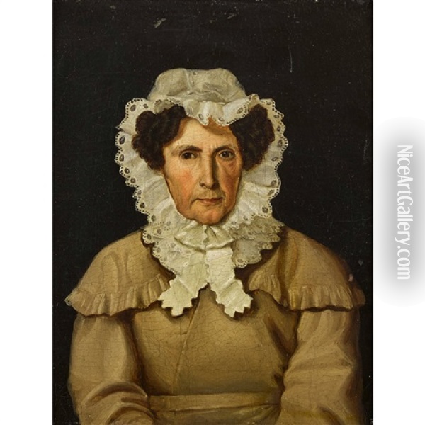 Portrat Einer Alteren Dame Mit Spitzenhaube Oil Painting - Johann Manschgo
