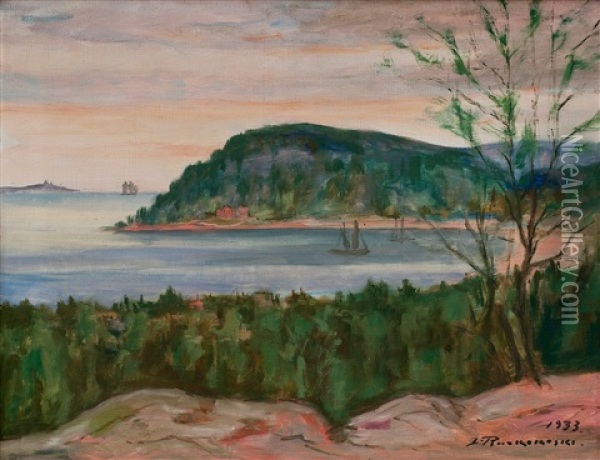 View From Suursaari Oil Painting - Jalmari Ruokokoski