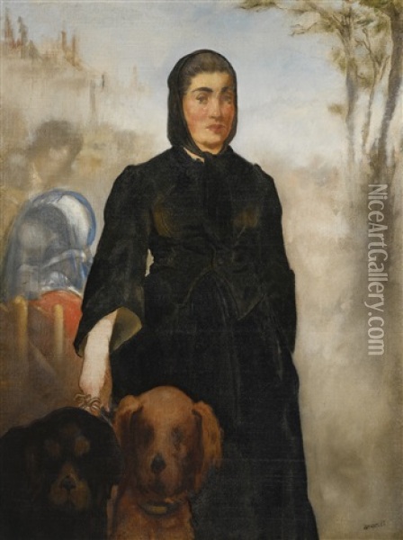 La Femme Aux Chiens Oil Painting - Edouard Manet