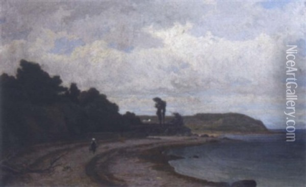 Retour De La Peche A La Crevette, La Pointe De Kersauson Oil Painting - Louis Marie Baader