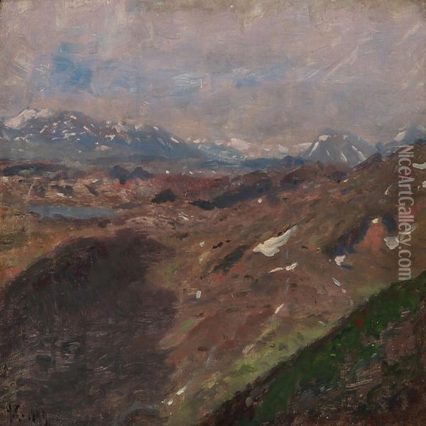 View Of Jotunheimen In Norway Oil Painting - Godfred B.W. Christensen