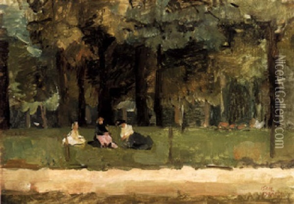 Women In A Park Oil Painting - Isaac Israels