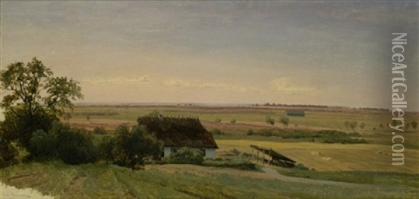 Bauernhaus In Weiter Feldlandschaft Oil Painting - Carl Scherres