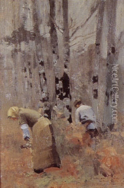 Deux Paysans Dans Un Sous Bois Oil Painting - Alfred Smith