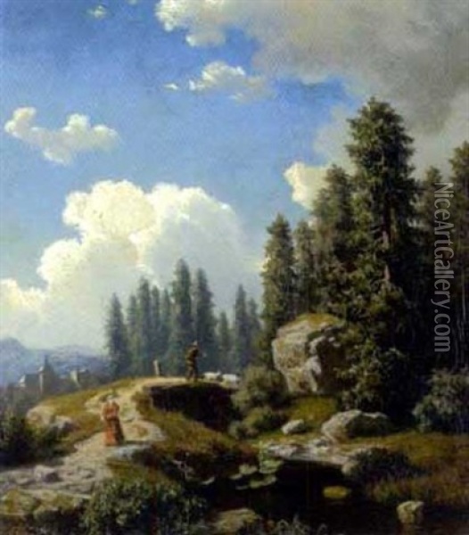 Vorgebirgslandschaft An Einem Heiteren Sommertag Mit Staffagen Oil Painting - Johannes Mauritz Jansen