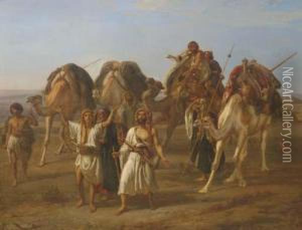 The Arrival Of The Caravan Oil Painting - William J. Webbe or Webb