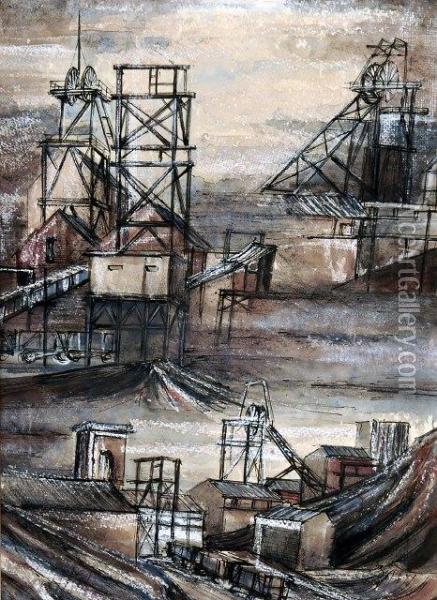 Scenes From A Colliery Oil Painting - J.A. Hatfield