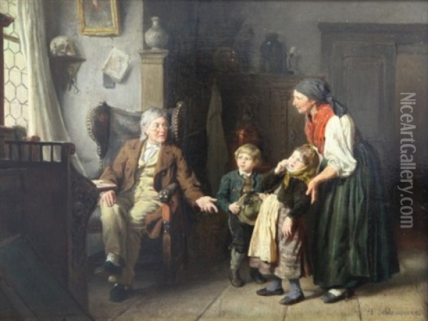 Talking To Father Oil Painting - Felix Schlesinger