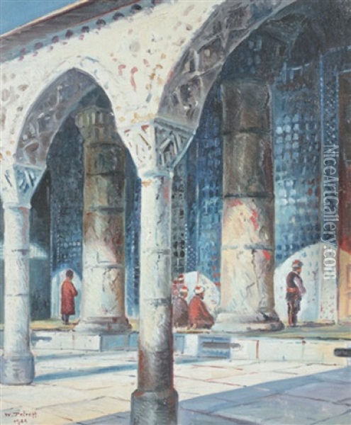 La Mosquee Bleue Oil Painting - Wladimir Petroff