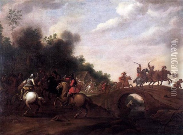 Choc De Cavalerie Oil Painting - Pieter Meulener