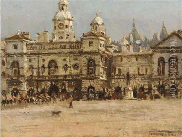 The Horseguards Parade, London Oil Painting - Albert Ernest Bottomley