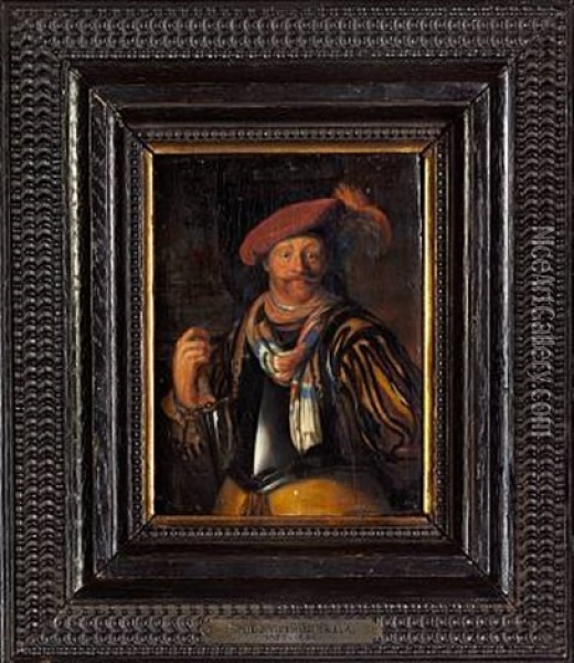 A Gentleman With A Red Hat And A Sword Oil Painting - Frans van Mieris the Younger