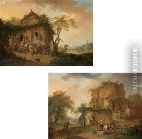 Summer (+ Autumn; Pair) Oil Painting - Heinrich Meyer