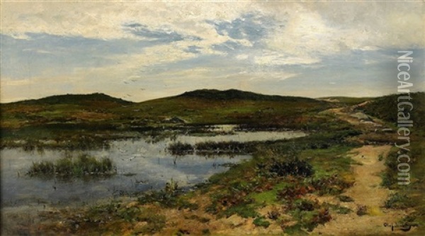 Varlandskap Oil Painting - Olof August Andreas Jernberg
