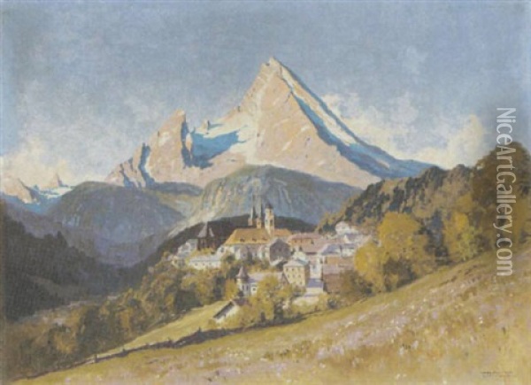 Ansicht Von Berchtesgaden Oil Painting - Hans Maurus