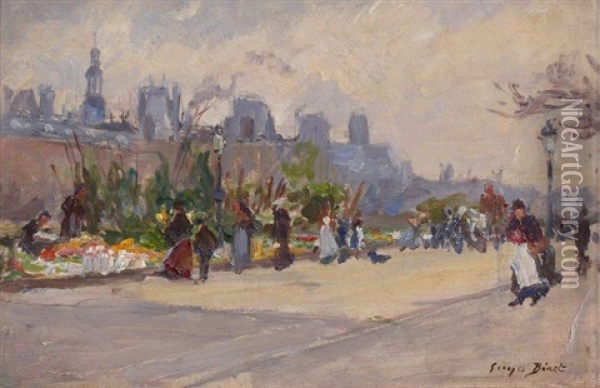 Le Quai Aux Fleurs Oil Painting - Georges Jules Ernest Binet