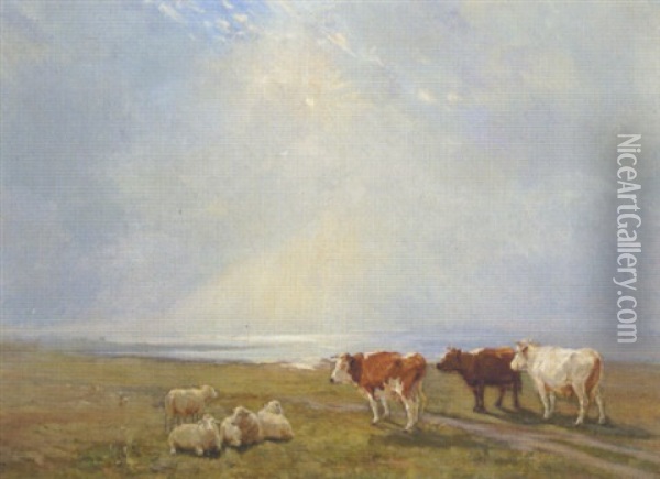 Koer Og Far Pa Saltholm Oil Painting - Theodor Philipsen