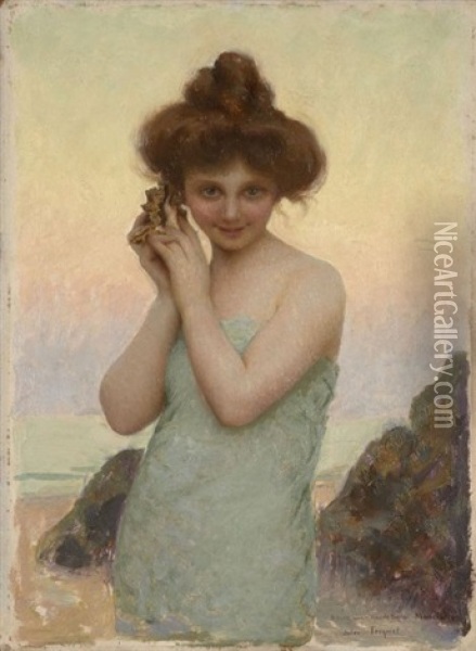 Jeune Fille Au Coquillage Oil Painting - Jules Octave Triquet