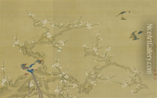 Magpies And Plum Blossoms Oil Painting -  Sun Yi