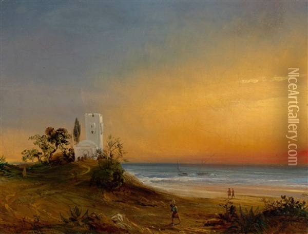 Coastline In Algeria Oil Painting - Baron Jean Antoine Theodore Gudin