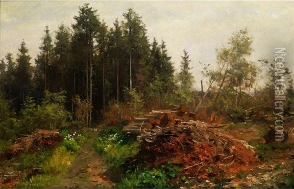 Waldlandschaft Oil Painting - Fritz Freund