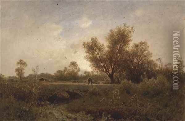 Landschaftsidylle Im Abendlicht Oil Painting - Zygmunt Sidorowicz