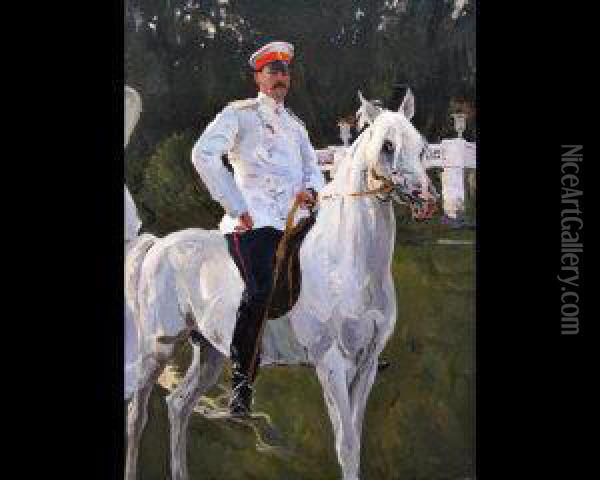 Portrait Of Prince Felix Yusupov On Horseback Oil Painting - Valentin Aleksandrovich Serov