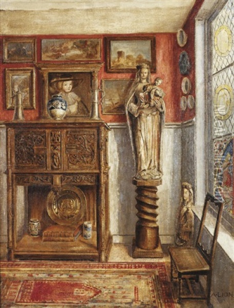 L'interieur D'un Collectionneur Oil Painting - Alexander Louis Lion