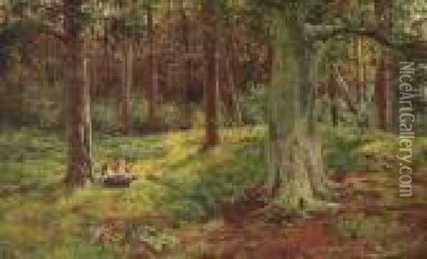 In The Wood Oil Painting - Louis Bosworth Hurt