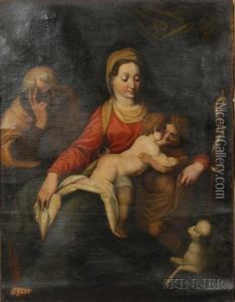 Holy Family With Lamb Oil Painting - Scipione Pulzone