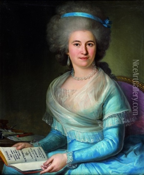 Portrait De Magdeleine Elisabeth Pollin Dumoncel Oil Painting - Jacques Nourry Noury