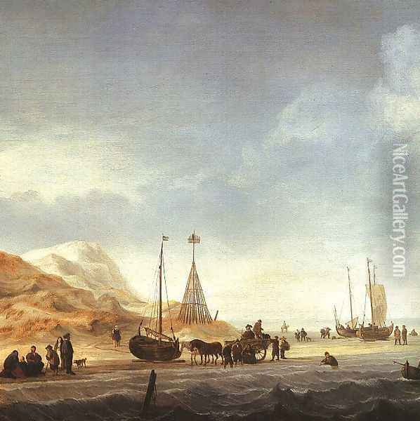 Beach Scene Oil Painting - Willem van de Velde the Younger