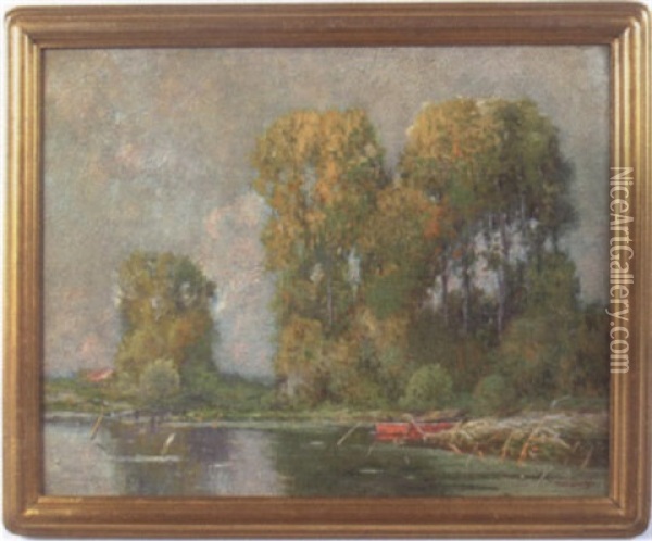 Lakeside Spring Landscape Oil Painting - William Clusmann