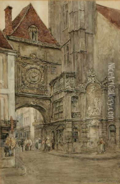 View Of Le Gros Horloge Oil Painting - Jules Lessore