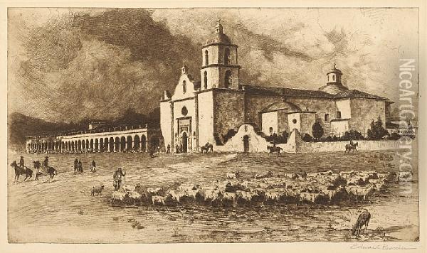 Arizona Roundup; The Last House Walpi;mission San Luis Rey, No. 1 Oil Painting - John Edward Borein