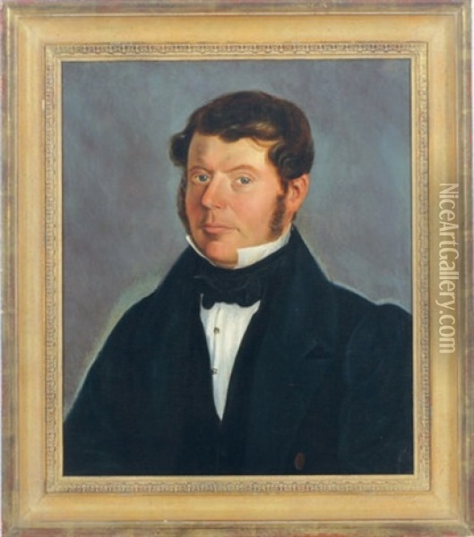 Portrait Of Gentleman With Sideburns Oil Painting - Henry Cheever Pratt