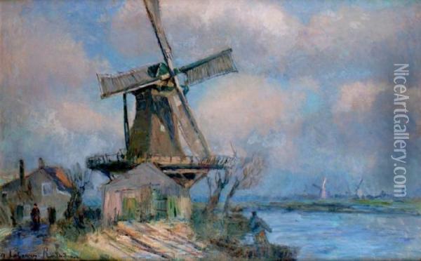 Moulin Pres De Rotterdam Oil Painting - Albert Lebourg