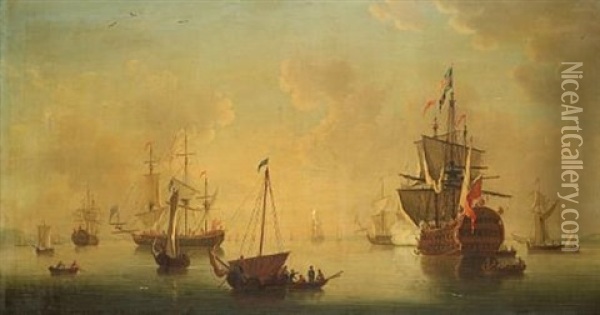 The Fleet Preparing To Sail Oil Painting - Peter Monamy
