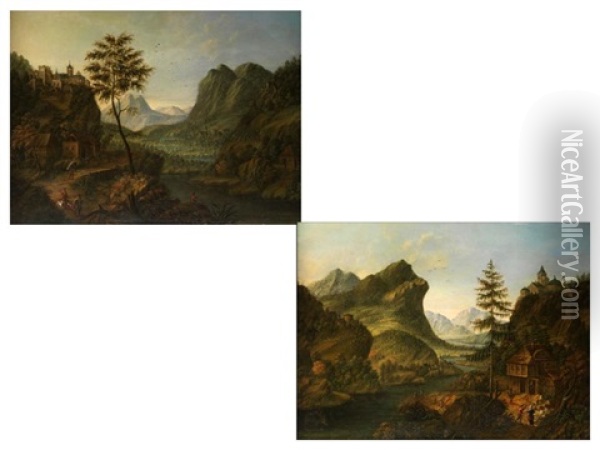 Fantasielandschaften (pair) Oil Painting - Jan Griffier the Elder
