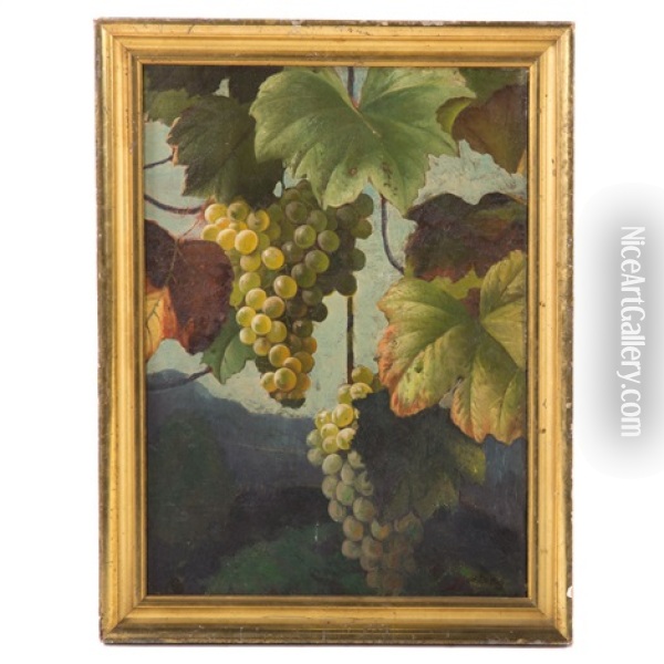 Grapes In Landscape Oil Painting - Andrew John Henry Way