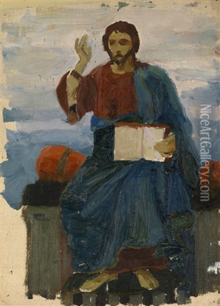 Christ Enthroned Oil Painting - Mikhail Vasilievich Nesterov