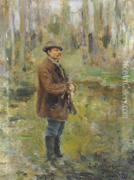 A L'affut Oil Painting - Ivan Pavlovich Pokhitonov